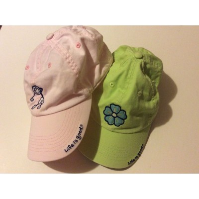 Life is good pink & green baseball hats  lot of 2  eb-89405222